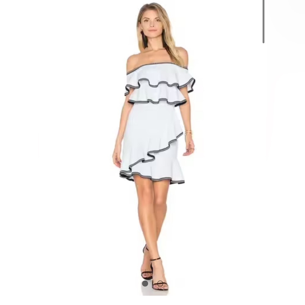Rebecca Vallance sky blue  and Black Ruffled Tiered Sundress
